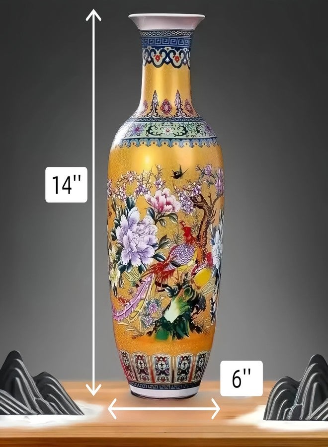 TOSPHU 14" Jingdezhen Large Fishtail Ceramic Vase Golden Handmade Home Decorative Vase, Modern Luxury Accent for Living Room, Wedding, or Gift. Elegant Floral Arrangement Centerpiece. - Image 4